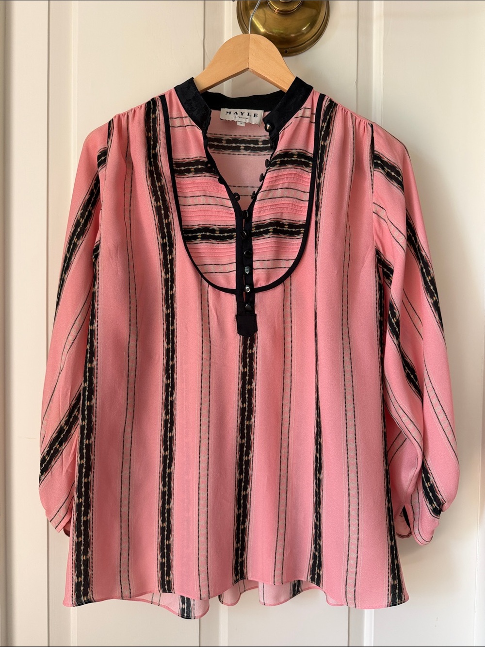 Maison MAYLE pink VIVI silk blouse sz S/M